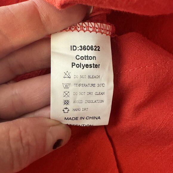 Misslook Womens Red Tunic Top Shirt Asymmetrical Hem Pockets Cotton 3/4 Sleeve - Picture 5 of 11